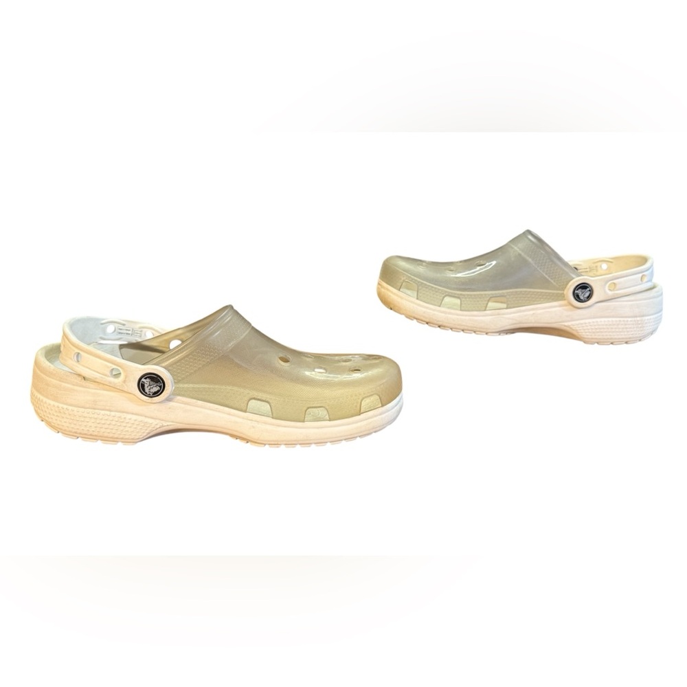 Crocs Classic Clogs White Translucent Clear Slip … - image 5